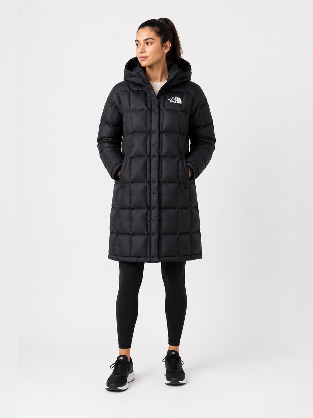 The North Face 600 Fill Long Down Puffer Coat Hooded Black XS